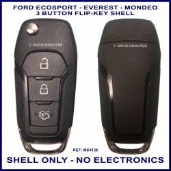 Ford Everest Ecosport & Mondeo 3 button replacement flip key case