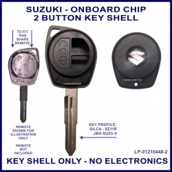 Suzuki OEM style 2 button remote key shell to fit integrated transponder remote SZ11R blade