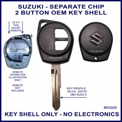 Suzuki SZ11R 2 button OEM remote key shell to suit separate transponder chip type keys