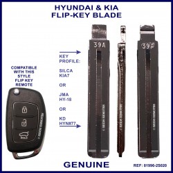 Hyundai IX35  & Tucson OEM key blade part number 81996-2S020 stamped 39A