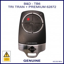 B&D  TB6 TRI-TRAN 3, black 4 button garage remote - model 62872