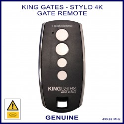 King Gates Stylo 4K black gate remote control with 4 white buttons