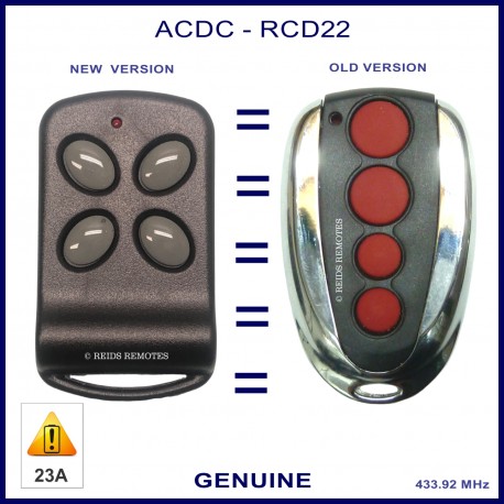 ACDC black garage door remote control 4 grey buttons