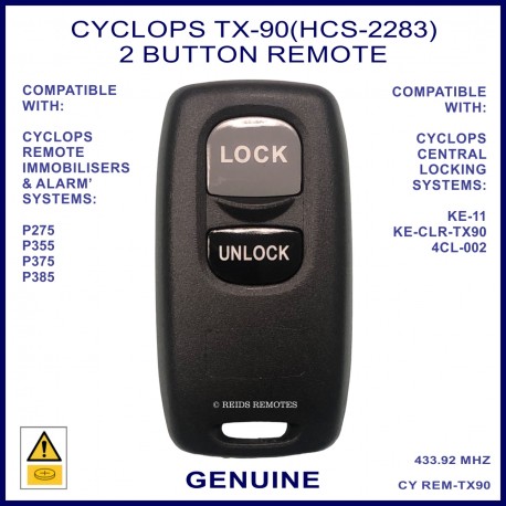 Cyclops TX-90 (HCS 2283) 2 button central locking remote