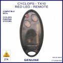 Cyclops TX-10 RED LED 2 button black car alarm remote