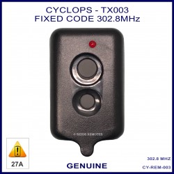 Cyclops TX-003 2 grey button black car alarm remote