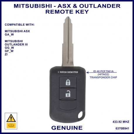 Mitsubishi ASX & Outlander genuine 2 button remote key 6370B941