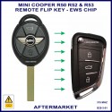 Mini Cooper R50 R52 & R53 2002 - 2008 3 button remote flip key 315 MHz PCF7935 EWS chip