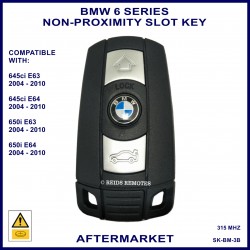 BMW 6 Series E63 & E64 2004 - 2010 3 button non-proximity remote slot key