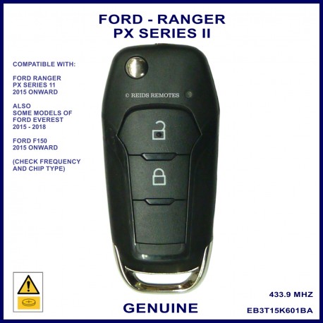 Ford Ranger PK Series II 2015 onwards 2 button genuine flip key ID49