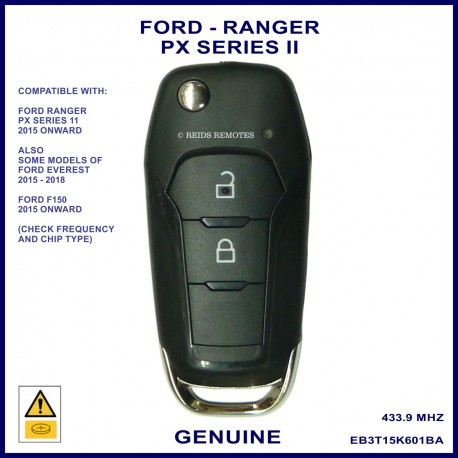 Ford Ranger PX Series II 2015 onwards 2 button genuine flip key ID49