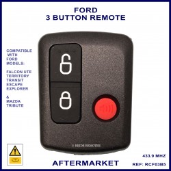 Ford 3 button aftermarket remote for FALCON Ute, Territory, Escape, Transit & Mazda Tribute