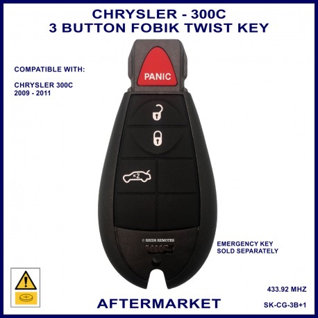 Chrysler 300 & 300C 3 button fobik remote twist key