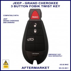 Jeep Grand Cherokee 3 button fobik remote twist key
