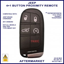 Jeep Grand Cherokee 2011 - 2017 4+1 button aftermarket smart proximity key
