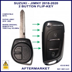 Image shows an original Suzuki Jimny remote key on the left and this aftermarket flip key on the right