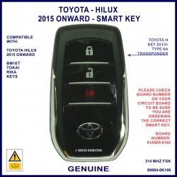 Toyota Hilux 2015 onward 3 button smart key 61A965-0182 Tokai Rika BM1ET