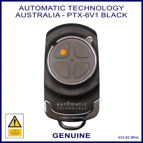ATA PTX -6V1 black garage remote with 4 grey buttons