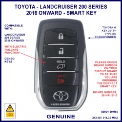 Toyota Landcruiser 200 series 4 button 89904-60M80 smart key 281451-2110 Denso HYQ14FBA